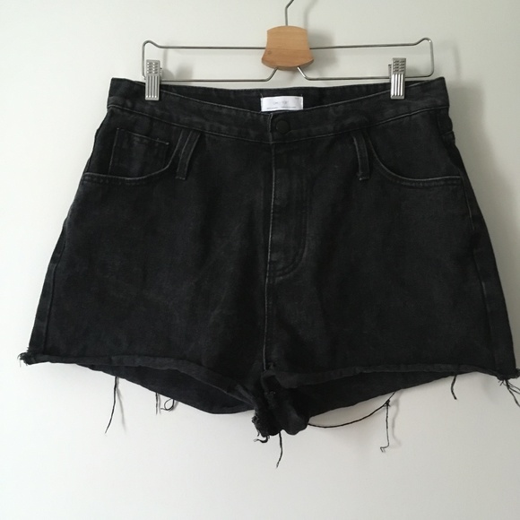 OAK + FORT Pants - OAK + FORT Black Cut Off Denim Shorts 30